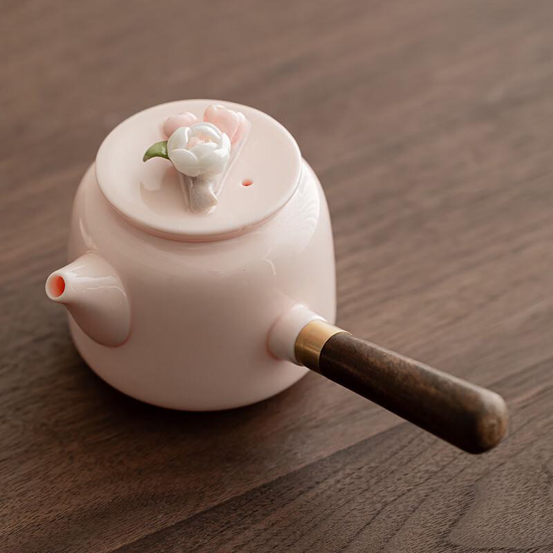 WJ Handmade Ceramic Pink Clay Side Handle Teapot