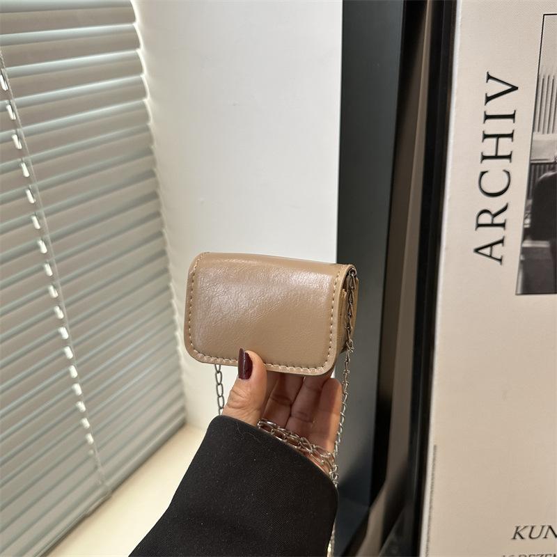 New mini solid color casual small square bag, premium texture simple chain, shoulder messenger bag, women's bag.