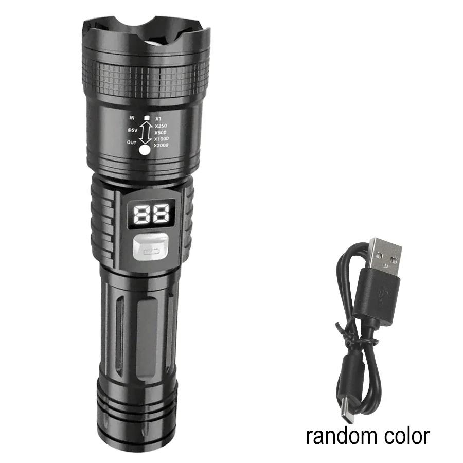 Rechargeable LED Flashlight 100000LM Waterproof for Outdoor Camping Fishing Lantern Super Bright Long Range Tactical Torch