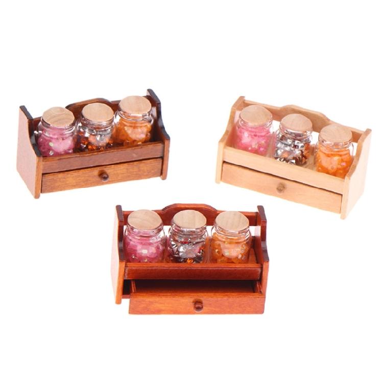 Sealed Jar Shelf Model Figure For Doll House Kitchen 1/12 Scale Miniature Furniture Realistic Crafting Project Accessory