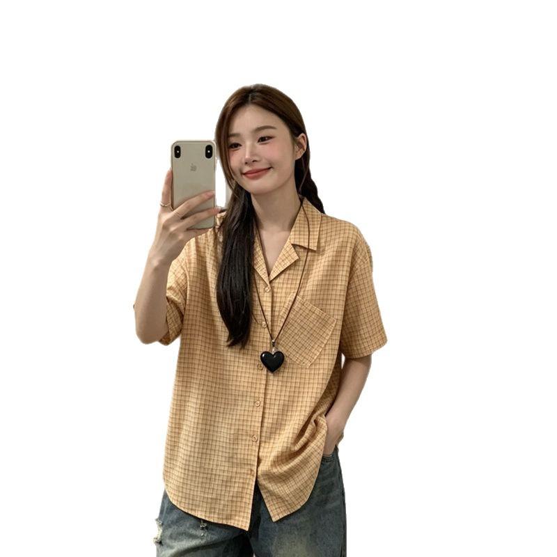 Summer New Sweet Style Pattern Short-sleeved Shirt Women's Loose and Thin Temperament Design Versatile Top