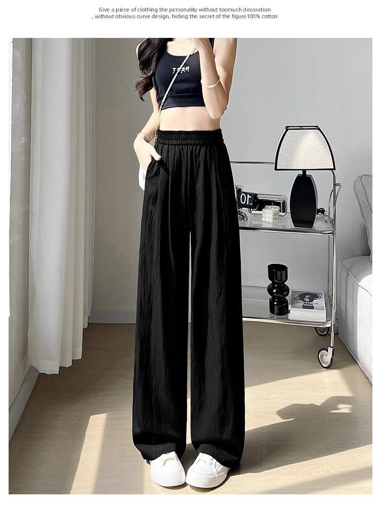Women's Pink Quick-Dry Nine-Point Loose Ice Silk Pants - Summer Sun Protection, Petite Fit