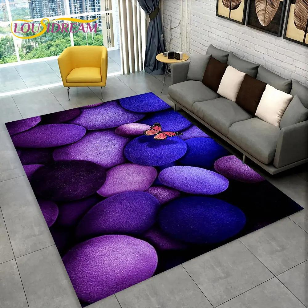 טביעת רגל תלת מימדית אבן חוף שטח שטיח חלוקי נחל, שטיח שטיח לבית סלון חדר שינה ספה שטיח לדלת עיצוב מטבח מחצלת רצפה מונעת החלקה