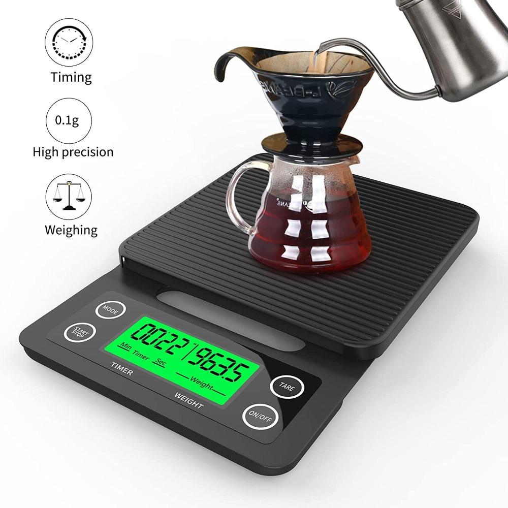 

3kg/0.1g 5kg/0.1g Drip Coffee Scale with Timer Portable Electronic Digital Kitchen Scale High Precision LCD Electronic Scales 5Kg чорний