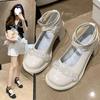Fairy style Mary Jane shoes girl 2025 new thick heel rhinestone Korean version small leather shoes French strap high heels