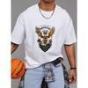 White T-Shirt with Eagle Snake and Skull Design for Casual Wear