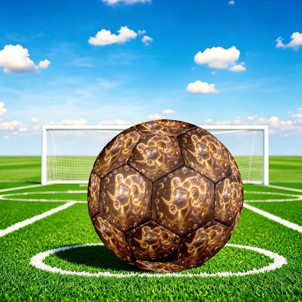 1pc Golden Ram Zodiac Theme Soccer Ball Football, Size 5, Lightweight PVC, Durable Outdoor Training Soccer Ball, Gift m61467