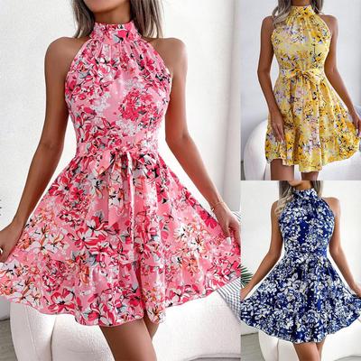 Rochie fără mâneci cu imprimeu Prințesă Dulce - Îmbrăcăminte pentru femei în stil european și american