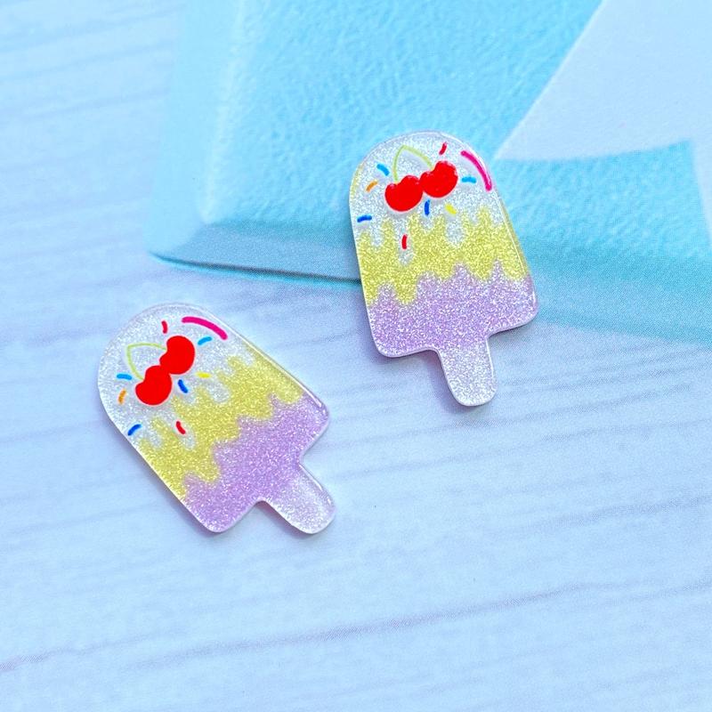 50Pcs/Lot Cute Mixed Shiny Mini Ice Cream Flatback Acrylic Kawaii Scrapbooking Embellishments Diy Accessories E50