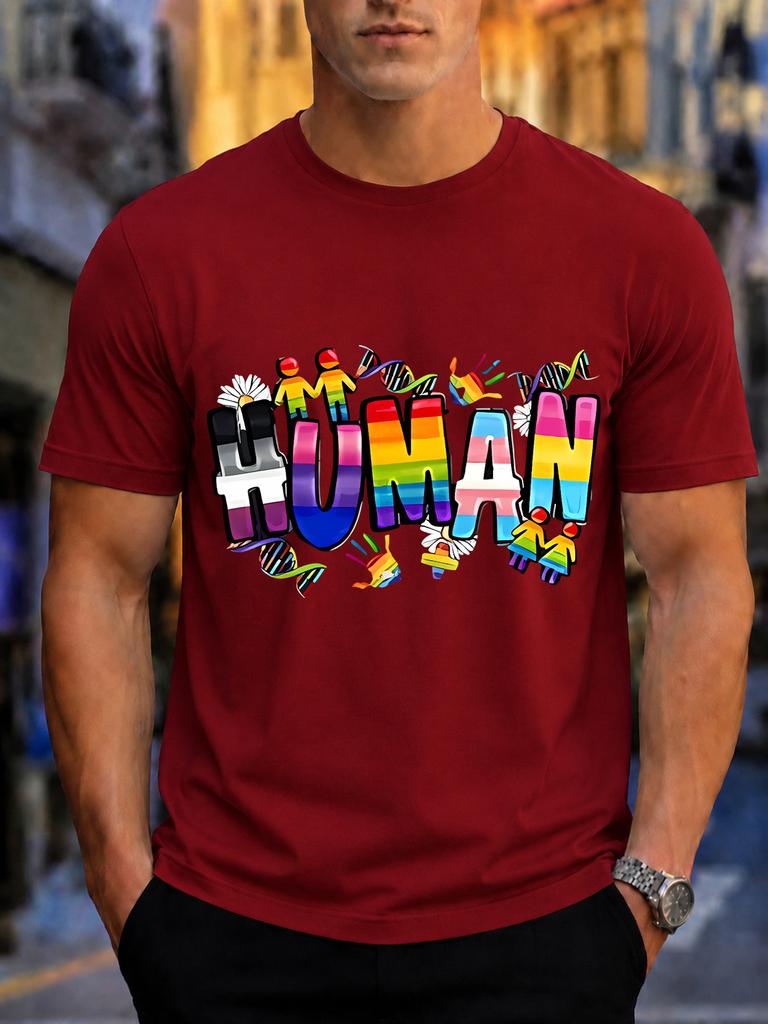 2026 New Pure Cotton T Shirt Multihuunisex Rainbow Graphic Unisexs Basic Top Casual Short