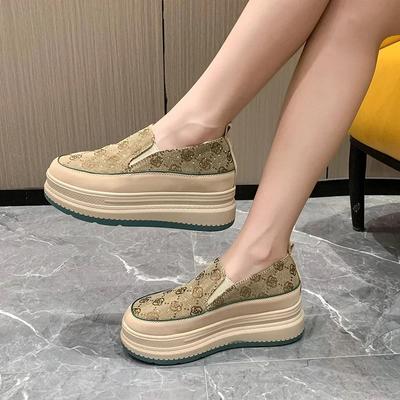 Letnie damskie trampki na co dzień luksusowe oryginalne buty z kryształkami przewiewne wsuwane buty na platformie buty lśniące trampki do chodzenia