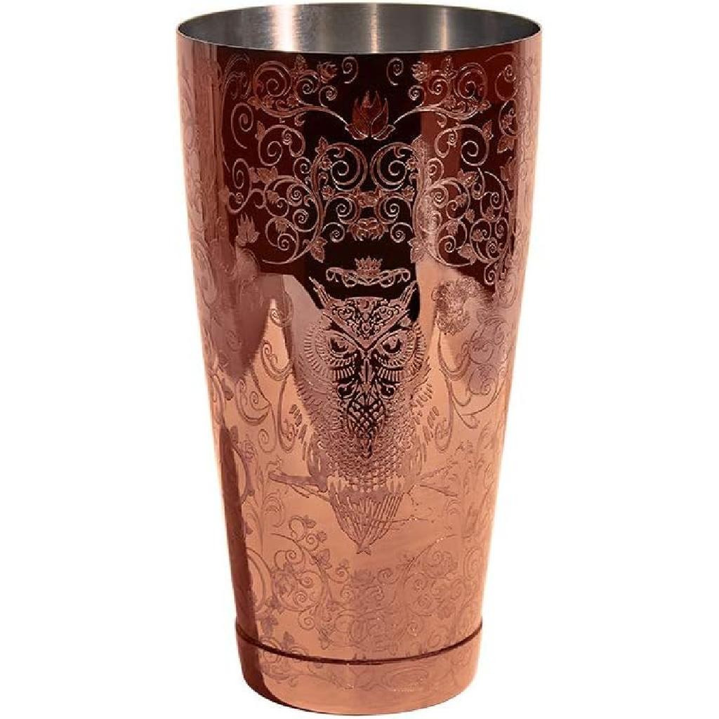 SKY FISH Bartender Kit Cocktail Shaker Set-6 Pieces Stainless Steel Copper Plated Etching Bar Tools with Boston Shaker Tins,Mixing Spoon,Mojito