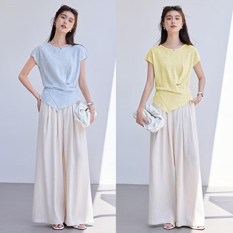 VICTORIA&VERA Women's French Style Cross-Waist Knit Top