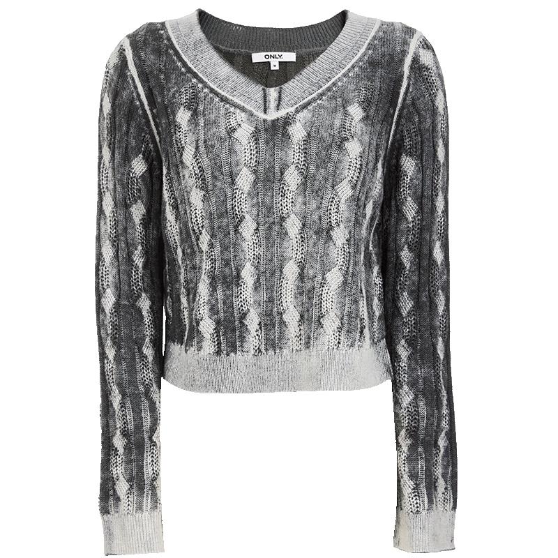 ONLY Women s Retro Cable Knit V-Neck Sweater 36