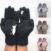 Cat Fashion Women And Fish Print Knitted Gloves Winter Warm Full Finger Mittens