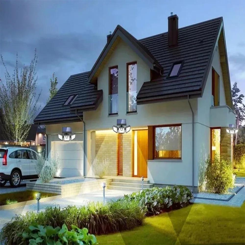 LED COB Solar Flood Light Outdoor Motion Sensor Strong Power LED Garden Wall Split Lamp Waterproof 3 Working Modes Lights