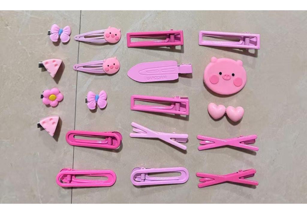 Pink 50-Piece Cute Hair Clip Set: Sweet Girly Japanese Cartoon Bangs Accessories