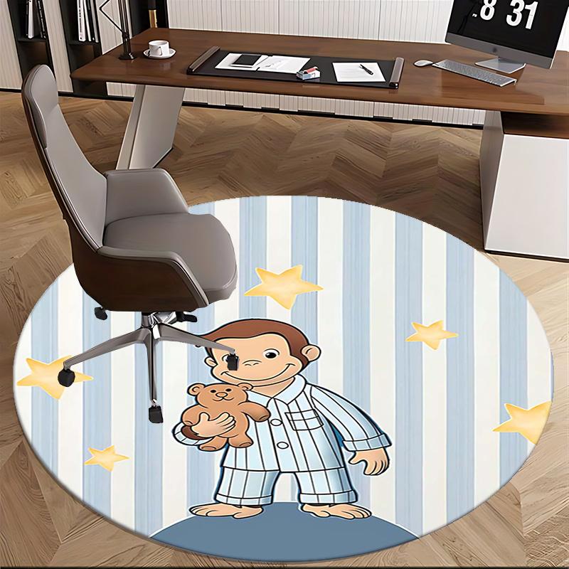 Curious George,Pajamas Chair mat Round Rug Office carpet, Machine Washable, Non slip, Suitable for Living Rooms, Bedrooms