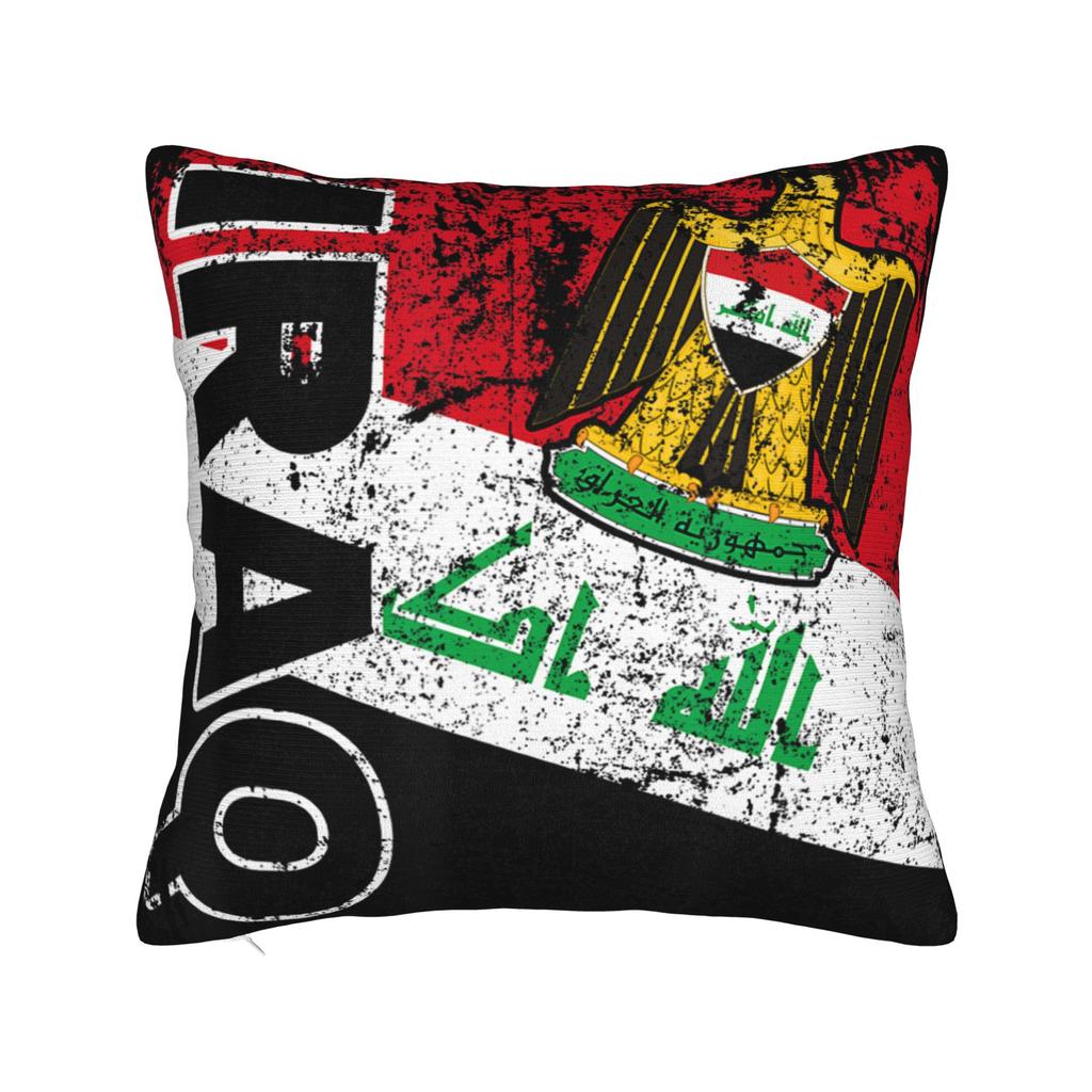 Decorative Pillowcase Iraq Flag Merch Seat Pillow Case Cover Zipper Multiple Sizes