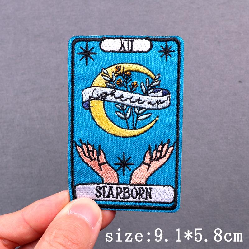 Hip Hop Punk Embroidery Patches For Clothing Thermoadhesive Patch Iron On Patches On Clothes Tarot Cards Skull Patch For Clothes