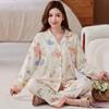 Fashion sweet printed pajamas women's spring and autumn imitation cotton long-sleeved loungewear large size comfortable mother suit