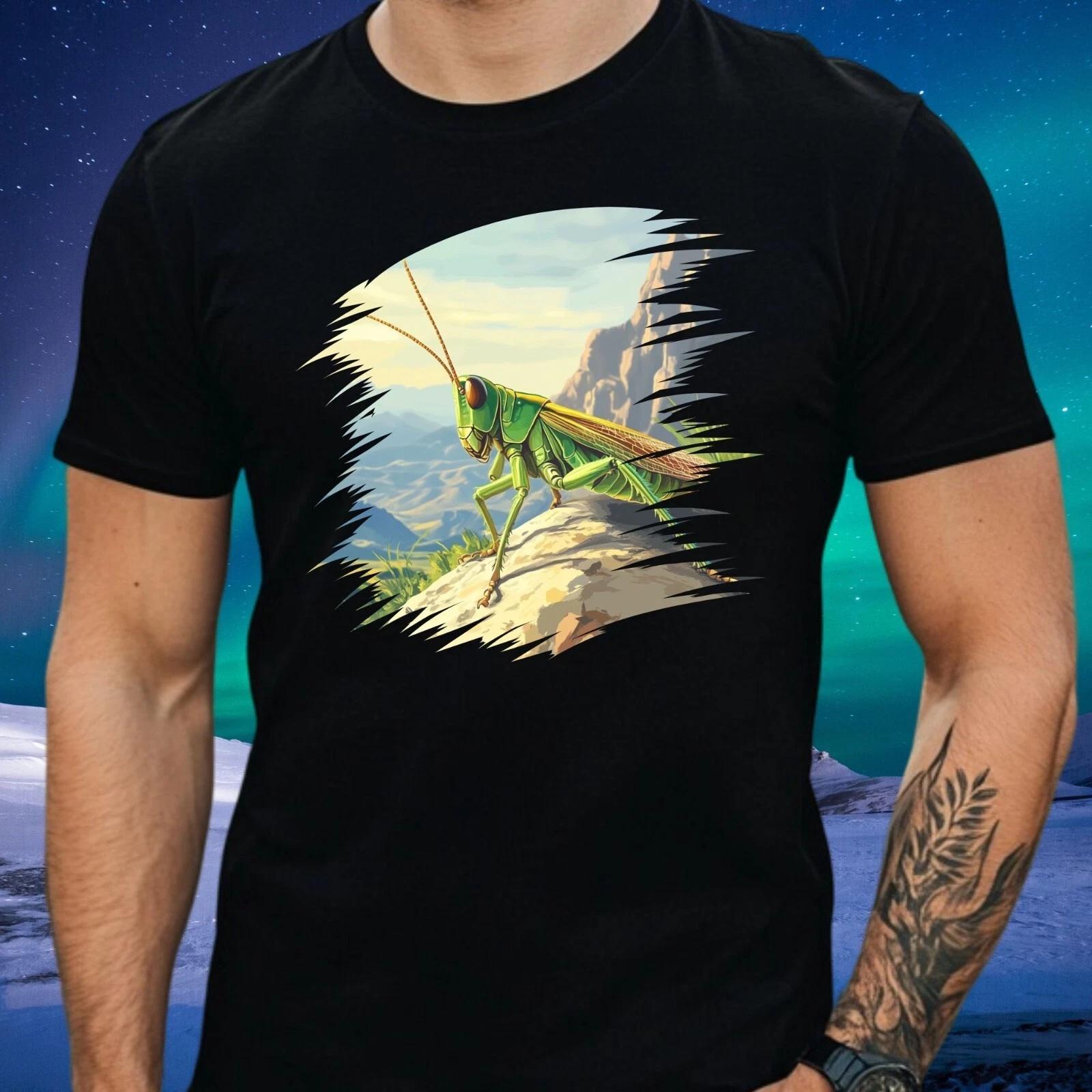 T-Shirt Herren Grashüpfer auf dem Berg Motiv Baumwolle Größe XS bis 5XL XXXXL