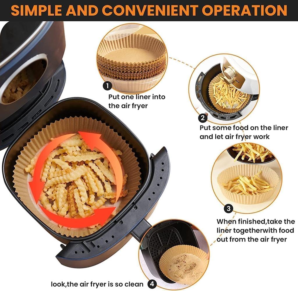 100Pcs Disposable Air Fryer Liners Round Parchment Paper 63 Inch Non Stick Baking Sheets for Oven Roasting Cooking Kitchen Tools