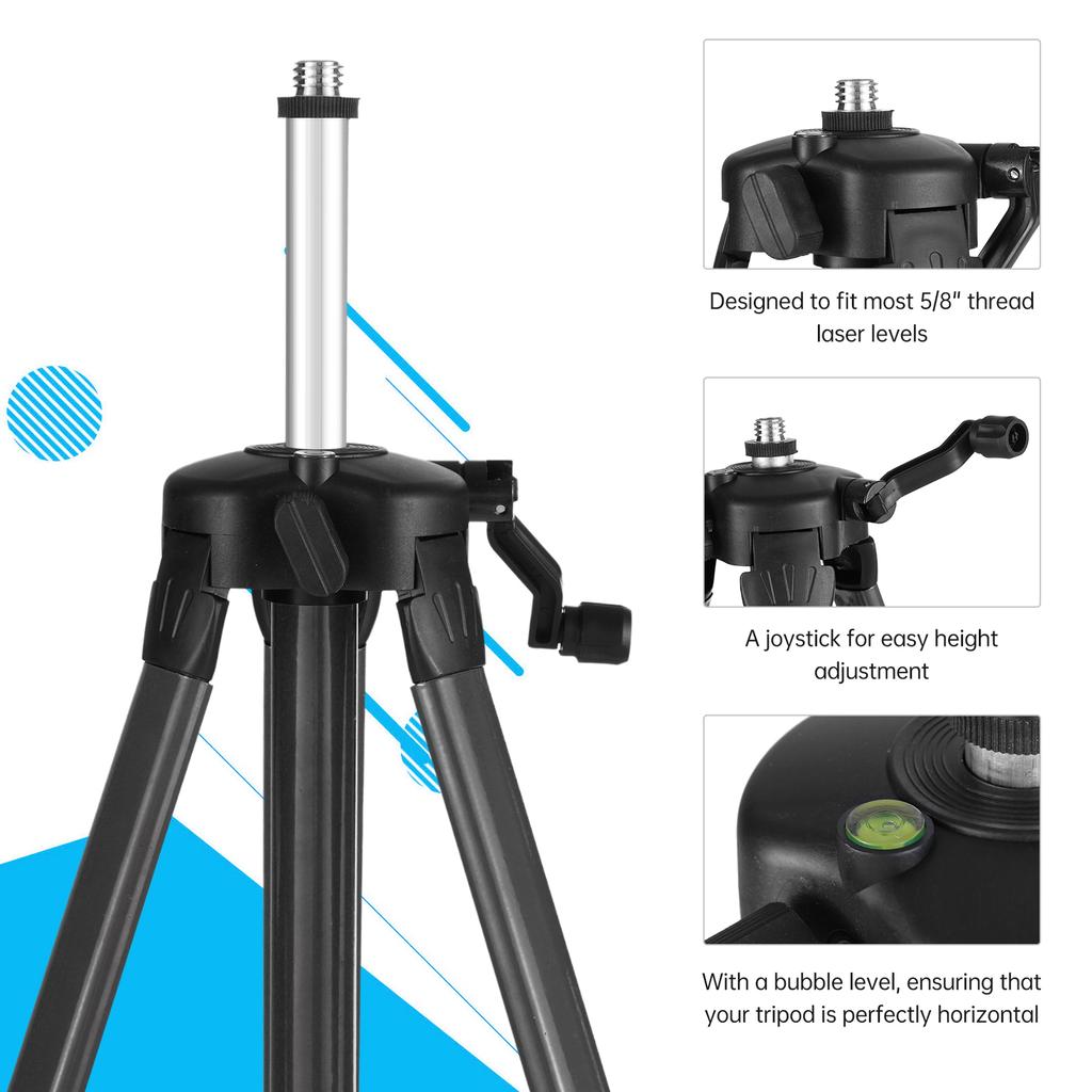1 Meter Tripod Stand 3 Heights Adjustable Extension Bar Suitable for 5 8   Interface Laser Level   Comes with 5 8 To 1