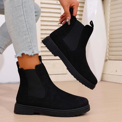Zapatos Planos de Moda Gamuza Mujer Botines Cortos 2025 Invierno Nuevas Tendencias Zapatos Cómodos Moda Clásica Tobillo Botas de Nieve Vestir Zapatillas De Mujer