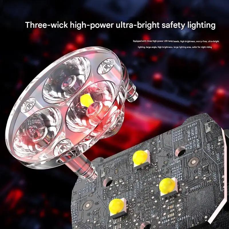 Bicycle Head Light Solar Type-C Rechargeable 3 Modes Bicycle LED Front Light Bike Flashlight for Emergency Cycling Accessoreis