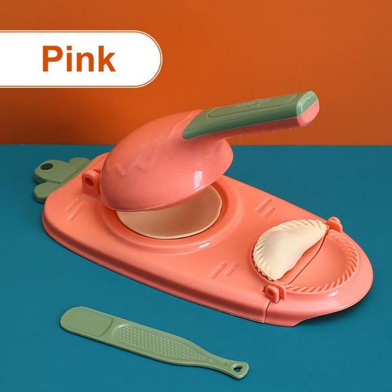 2-in-1 Efficient Dumpling Making Machine Manual Noodle Press Machine Dumpling Making Mold Kitchen Pastry Dumpling Utensil Pink