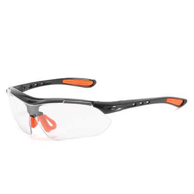 Occhiali da ciclismo sportivi all'aperto, montatura nera colorata antivento, occhiali da sole con protezione per gli occhi anti-sabbia, occhiali piatti senza prescrizione