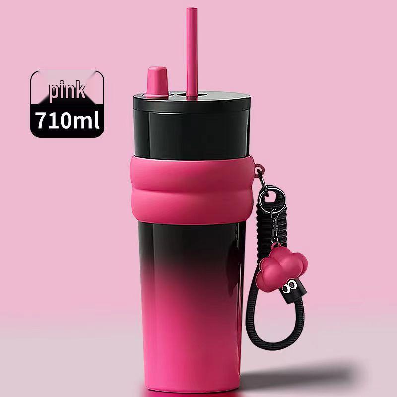 316 Stainless Steel Portable Thermos Cup with Giant Straw for Coffee or Ice Water