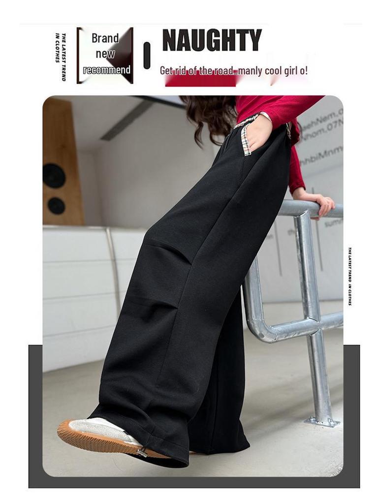 2025 Girls' Spring/Autumn Middle School Straight-Leg Cargo Sweatpants