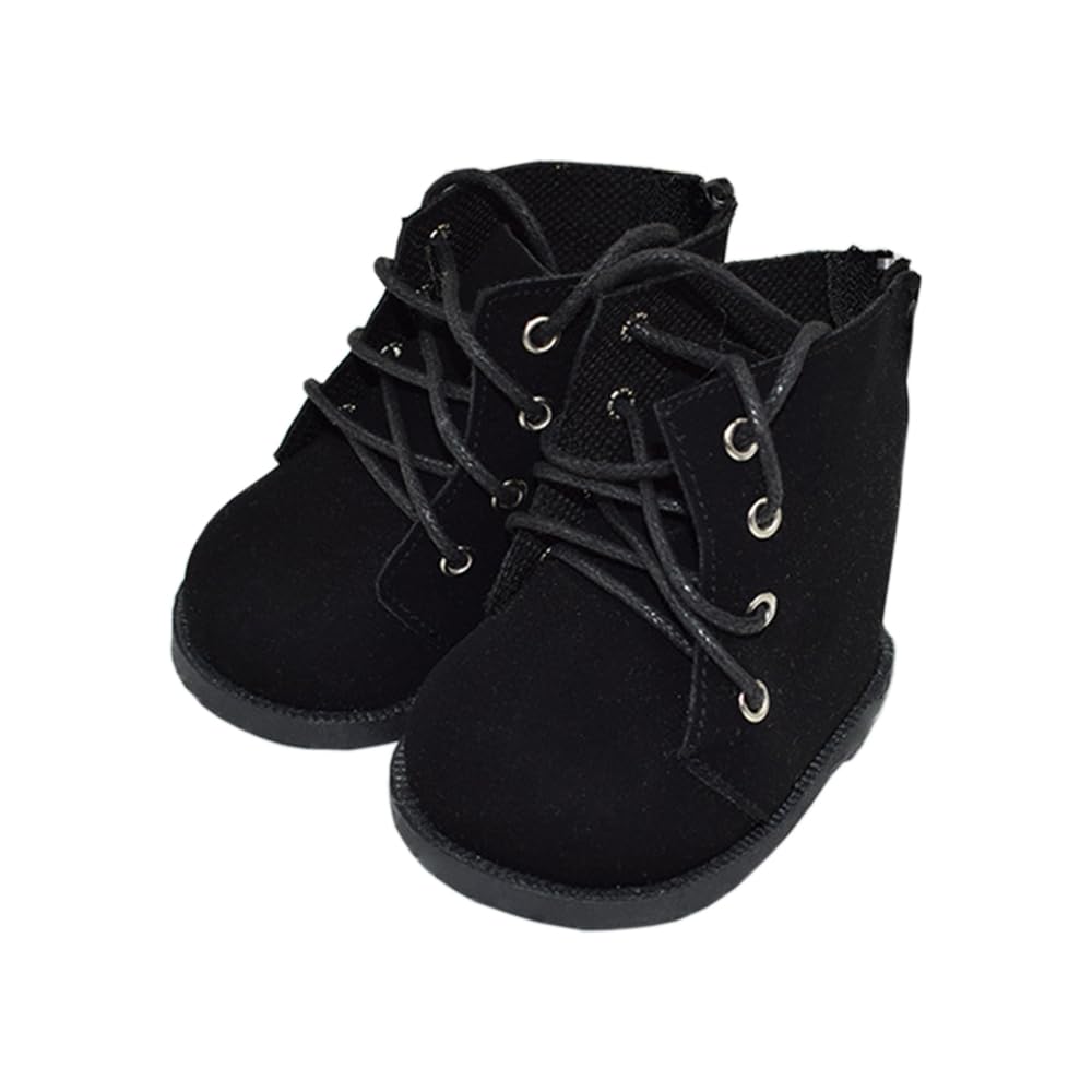 niannyyhouse 40cm Plush Toy Leather Shoes, Thigh-High Boots, Shoe Length: Approx. 9.5cm, Dress-Up Doll Accessories (Black)