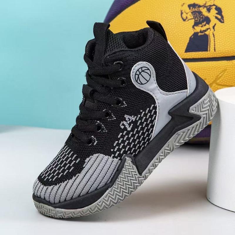 

6 large size sports shoes fly-woven breathable mesh fashion shoes spring and autumn basketball shoes 37 чёрный