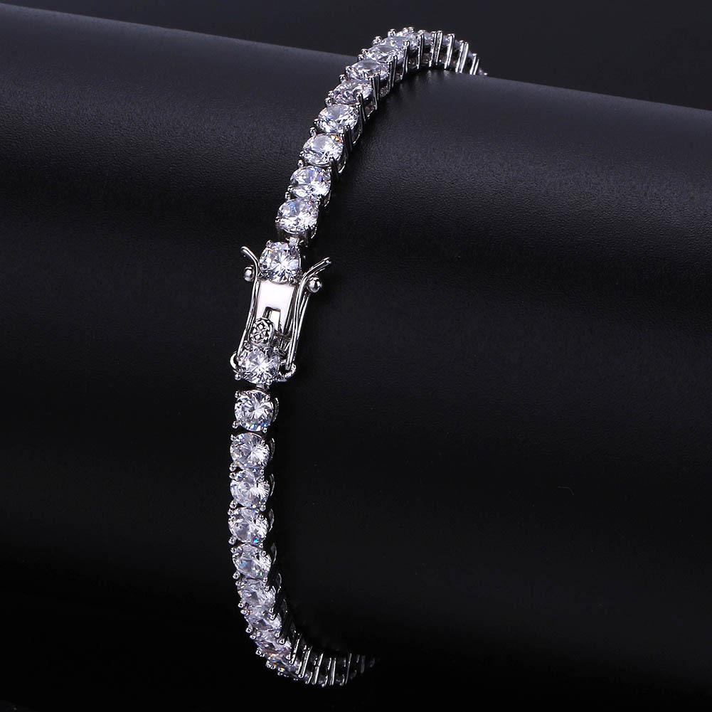 4mm zirkonový tenisový náramek pro muže - evropský a americký styl, hip hopový design