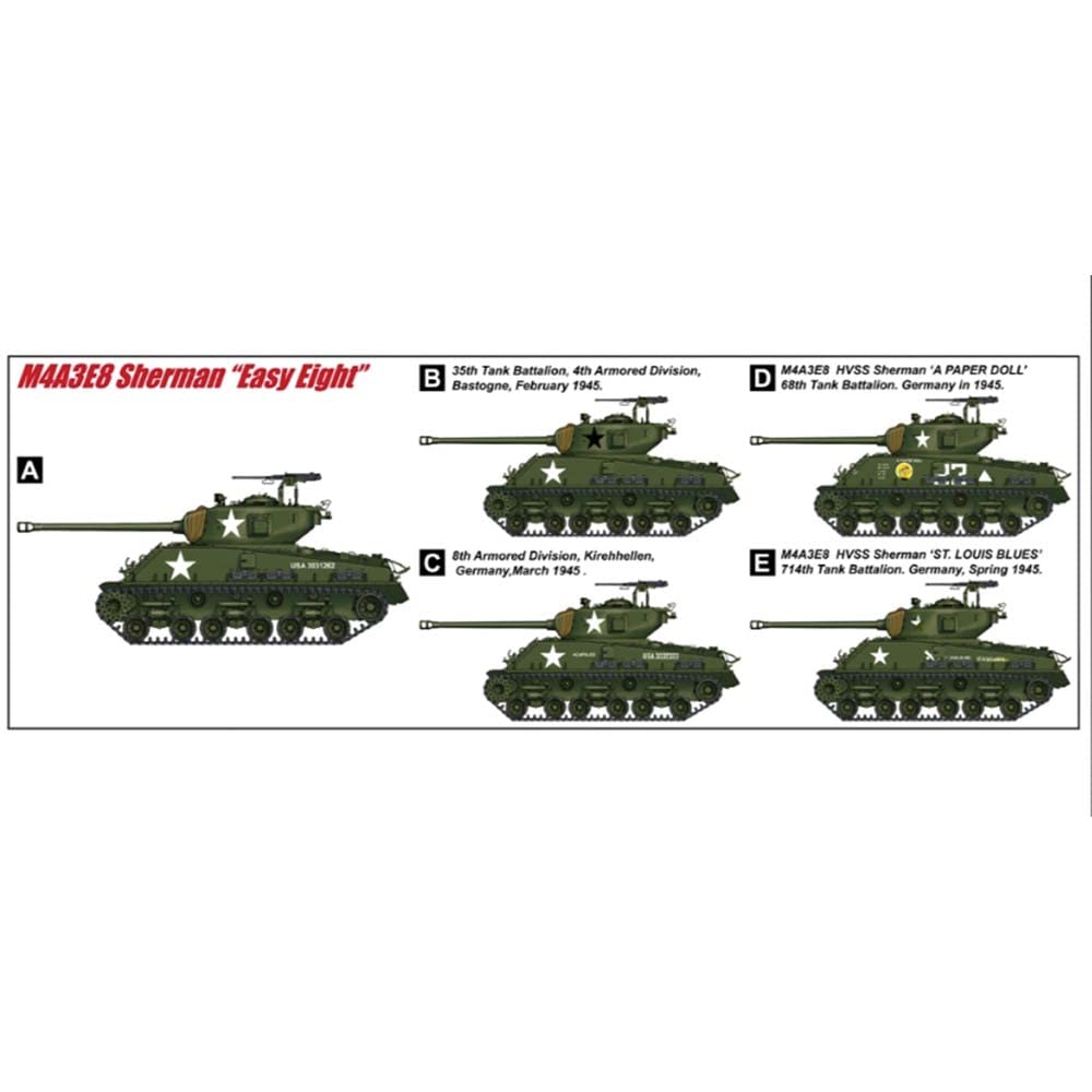 Hobby Boss I Love Kit WWII US Army M4A3E8 Sherman Easy Eight T66 Type Track Plastic Model ILK61615 Molded Color 1/16