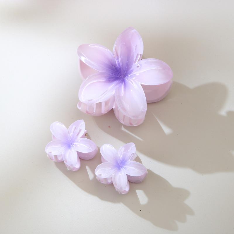 Hot-selling Set of Frangipani Scratch-off Flower Hair Clips Vacation Travel Semi-tied Hair Shark Clip Hair Accessories