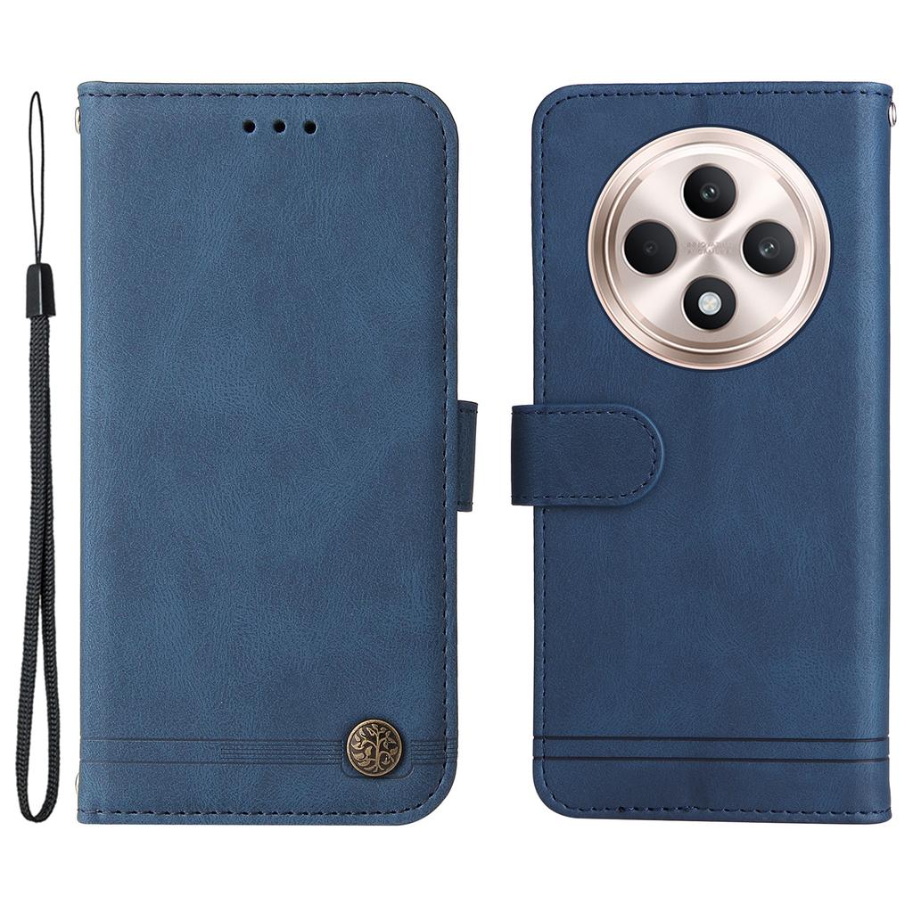 Für Oppo Reno12 F 5G Leder-Brieftaschenhüllen Hautgefühl Handyhülle Ständer mit Riemen