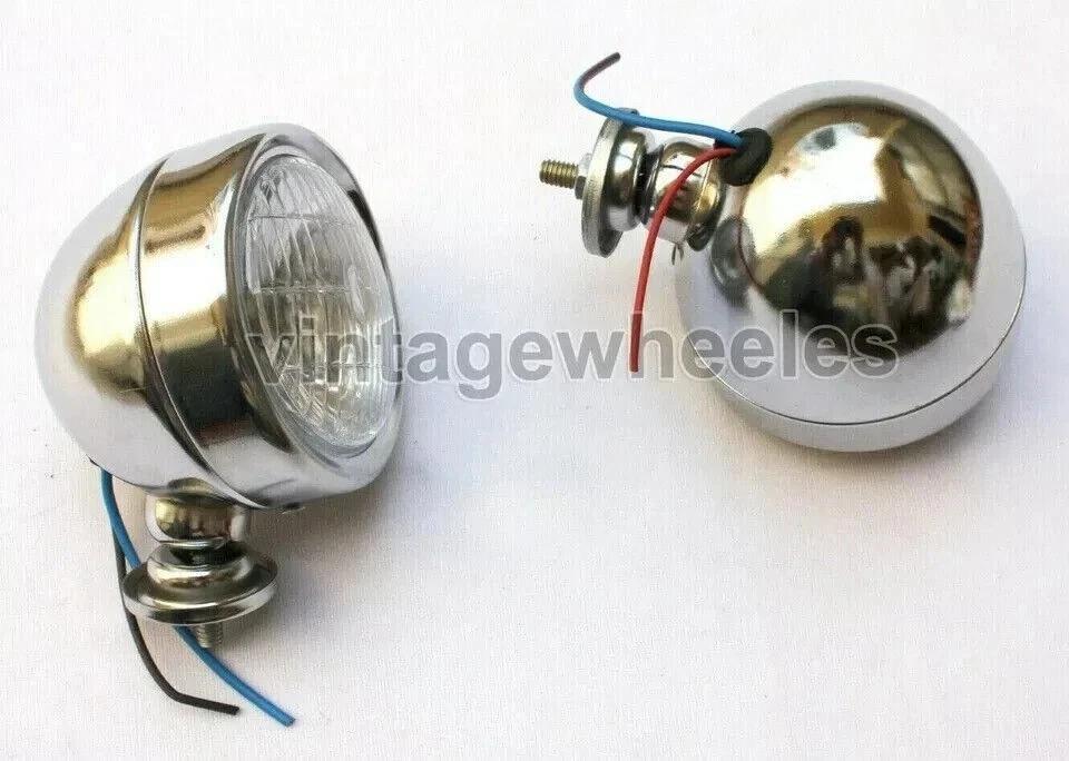 2 Lambretta Vespa Universal 12v 4 Clear Spot Light Lamp Plastic Lens Metal Body