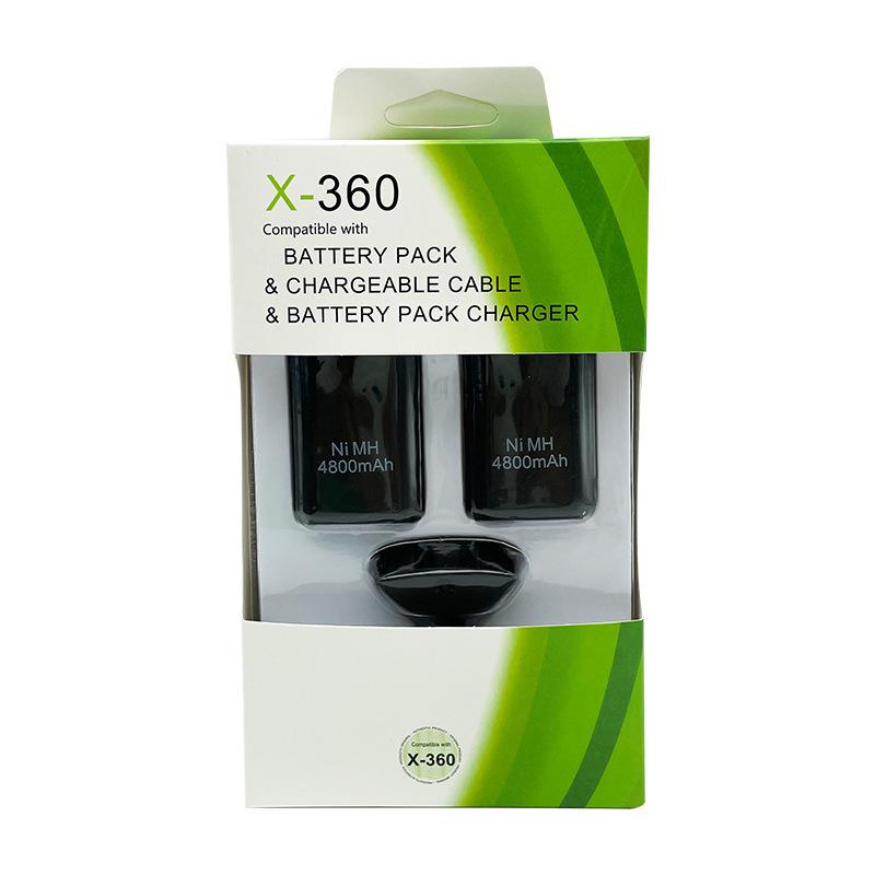 2Pcs 4800mAh Rechargeable Battery With 1 Charging Cable+Charging Dock for Xbox 360 Wireless Gamepad Controller Battery