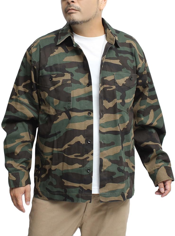 

One Colors Men s Stretch Denim Shirt Jacket, Bandana, Paisley, and Camouflage Patterns, Size 4L