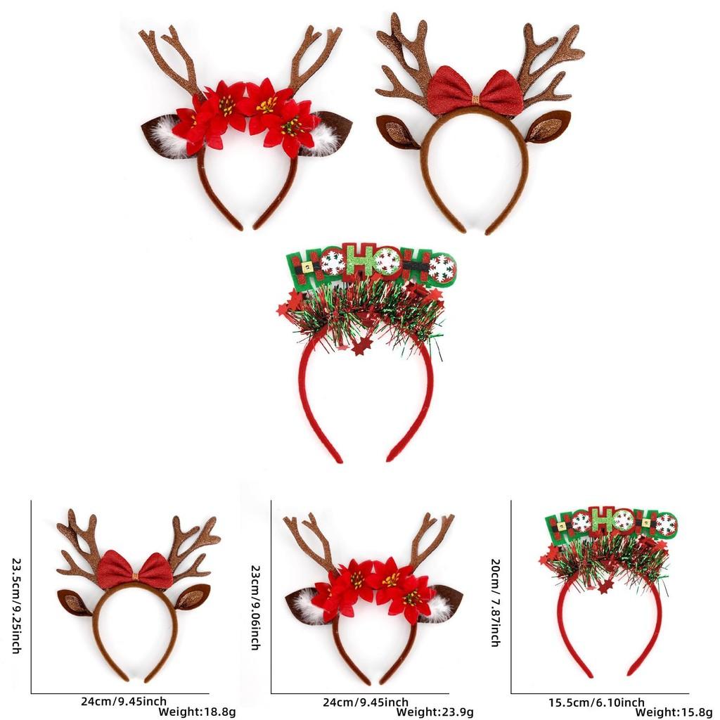Adorable Christmas Antler Headband Cute Plush Party Decoration With Sequins