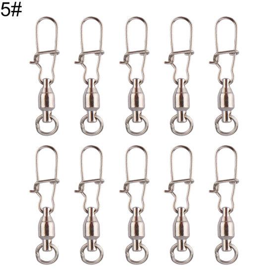 MUQZI Sports Accessory 10Pcs Stainless Steel Fishing Connector Bearing Rolling Swivel with Snap Pins