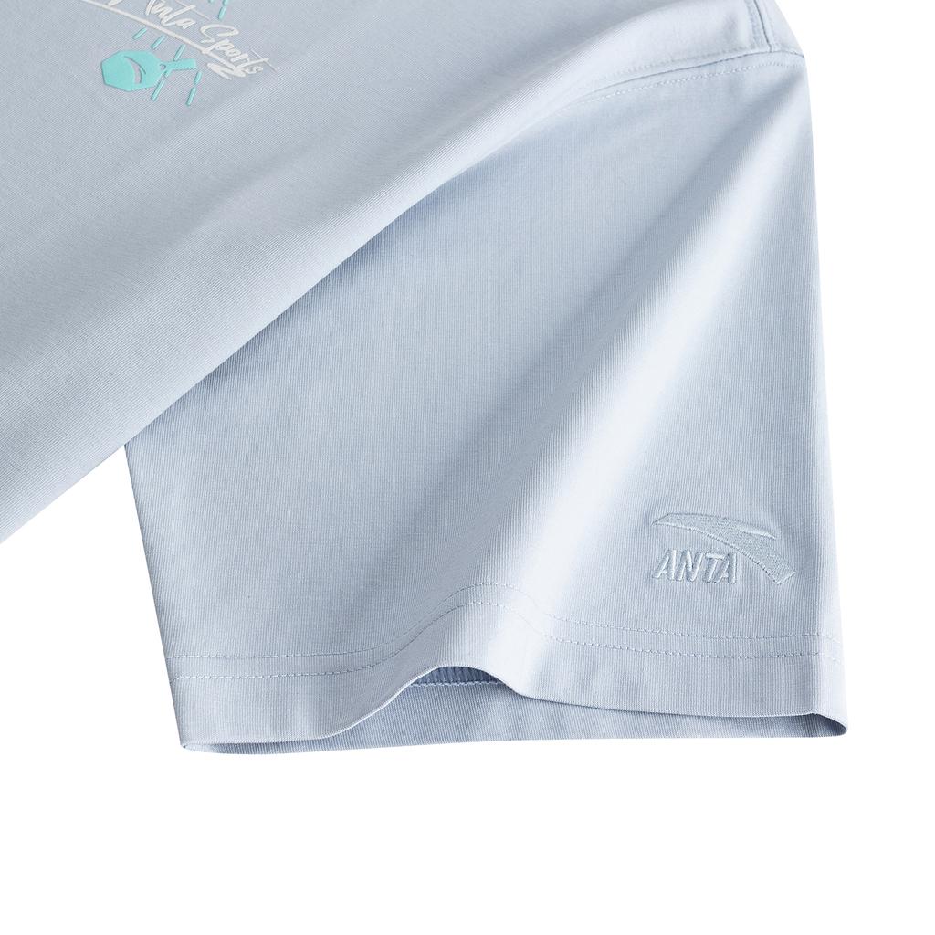 Anta Sports Retro Lifestyle Series Short Sleeve Knitted T-Shirt Summer 2026 Men Tops Ice-Mint-Blue 152628107-3