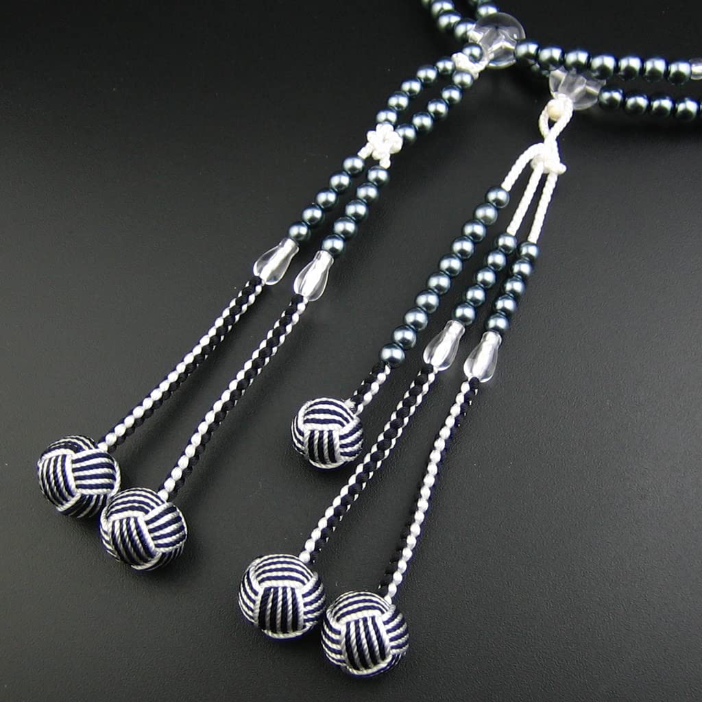 Myorenka Soka Gakkai Prayer Beads SGI Prayer Beads for Men and Women M Size PC Pearl Acrylic Crystal Tailored Temari Bun 2-Color (Black)