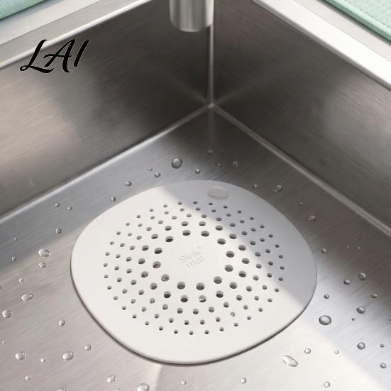 Bathroom Hair Catcher Kitchen Sink Strainer Mat with Suction Cup Food Residue & TPR Drain Filter Floor Cover Anti Clogging Mesh for Odor Proof