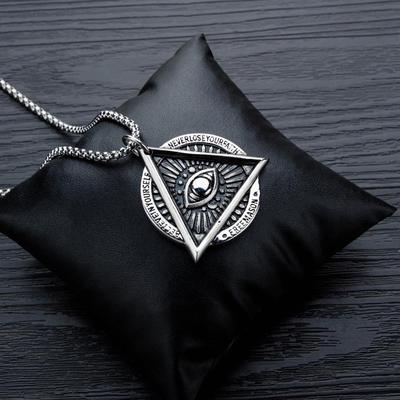 Eye of Providence Freemason Evil Eye Necklace In Stainless Steel Talisman Sign Medallion Gifts