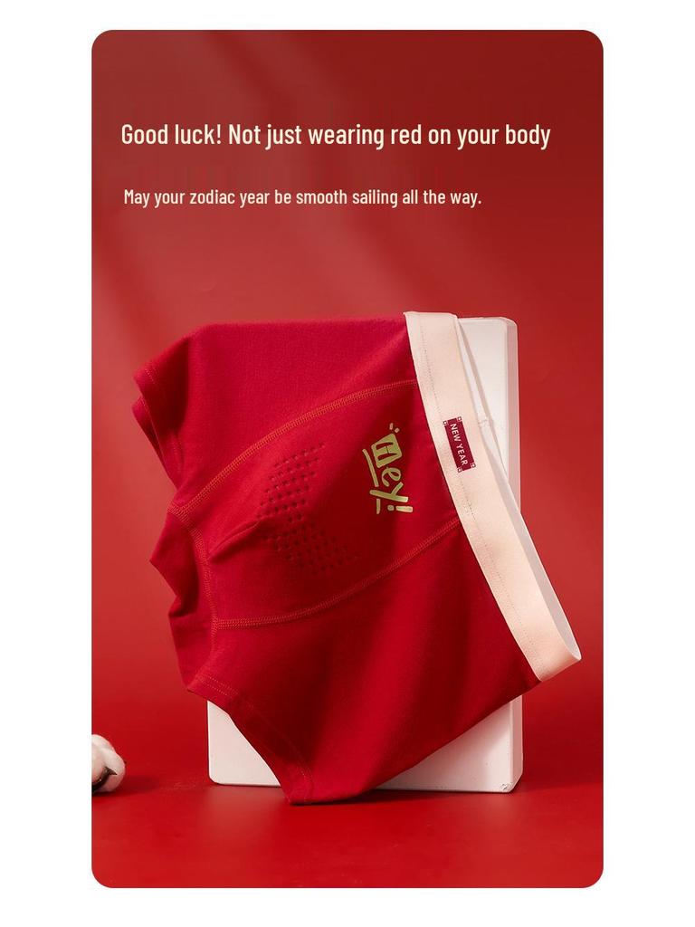 A-grade pure cotton red underwear for teenage boys (15-18) during growth spurts; autumn/winter, non-chafing, zodiac-themed.